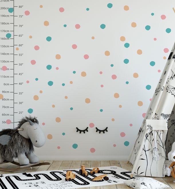 Pink Blue Colorful Doodle Polka Dots Wall Decal Sticker