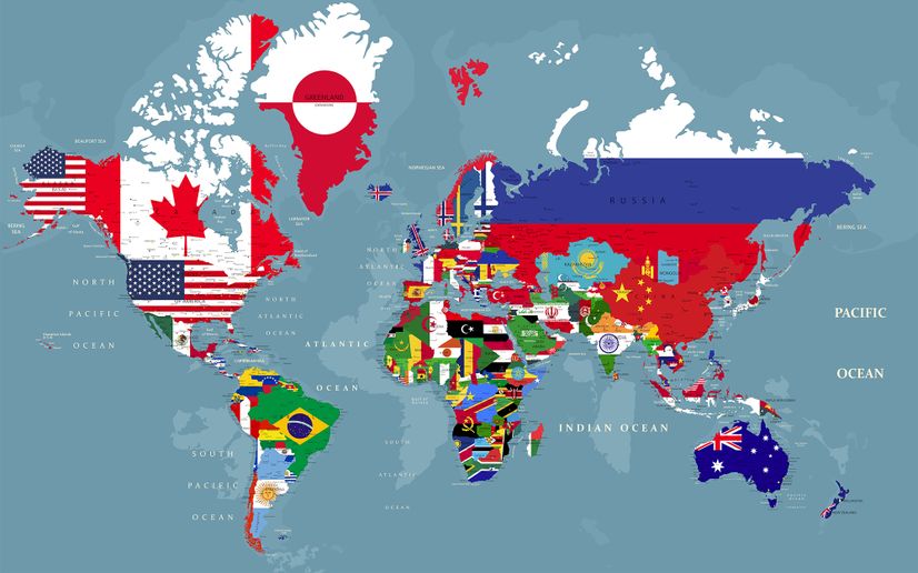 flags of the world map