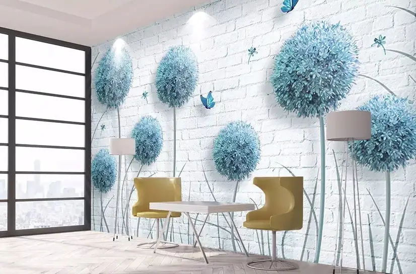 Dandelion and Butterflies Wallpaper Peel and Stick Wallpaper -    Removable wall murals, Butterfly wallpaper, Peel and stick wallpaper