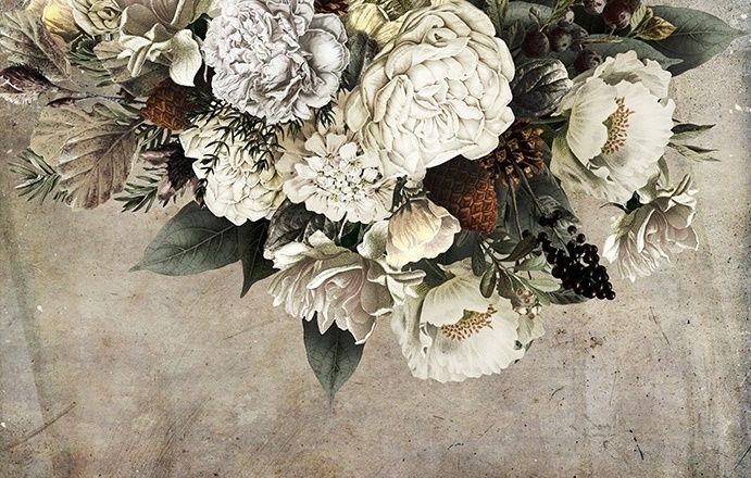 Dark Floral Bouqet Wallpaper Mural
