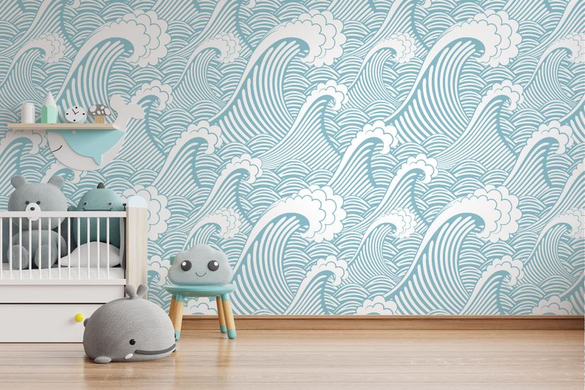 Kids Ocean Wave Pattern Wallpaper Mural