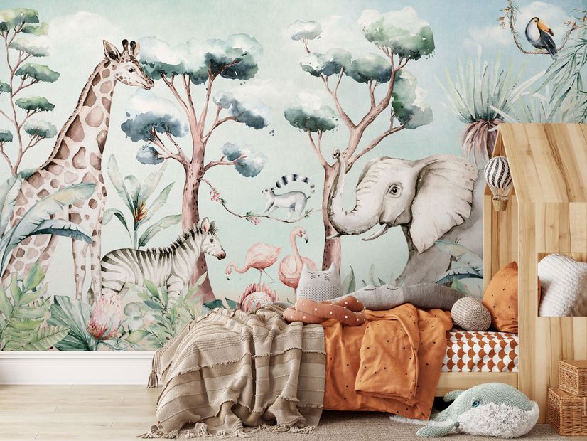 Nursery Panda Bear on Hammock Trees Wallpaper Mural • Wallmur®