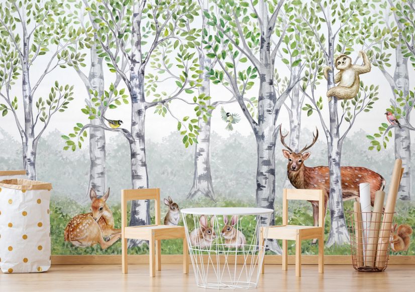 Pattern Forest Animals Wallpaper  Brown Width 292 cm 6 sheetsHeight  240 cm  Pattern collection  pimpelmeesbehang