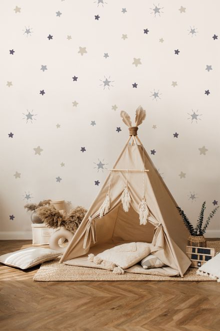 Soft Colorful Shining View Stars for Nursery Wallpaper Mural