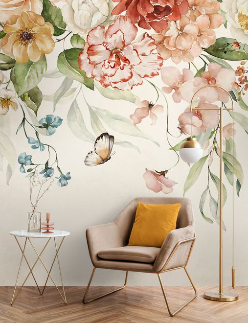 Summer Floral Colorful Watercolor Blossom Wallpaper Mural