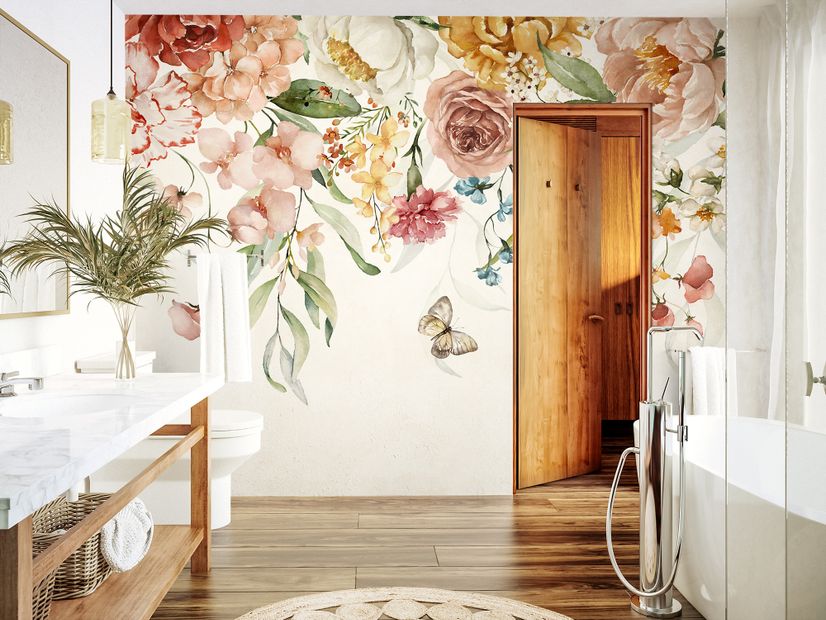 Summer Floral Colorful Watercolor Blossom Wallpaper Mural