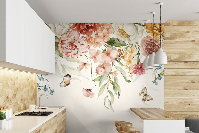 Summer Floral Colorful Watercolor Blossom Wallpaper Mural