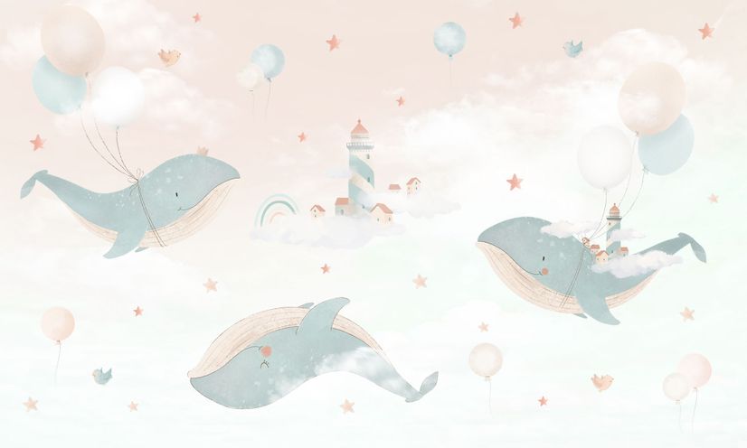 Kids Soft Whale  Undersea Life Wallpaper Mural