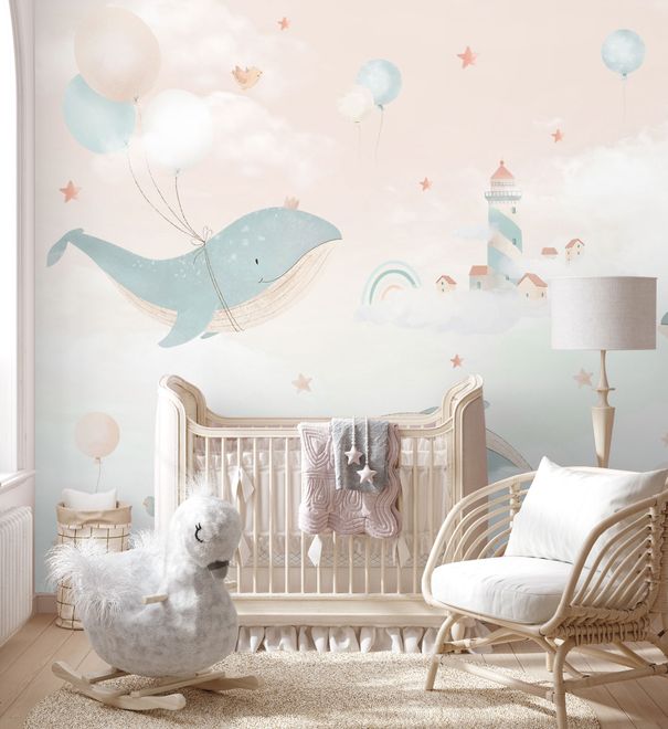 Kids Soft Whale  Undersea Life Wallpaper Mural
