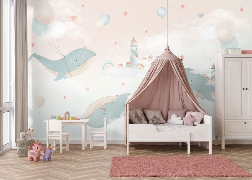 Kids Soft Whale  Undersea Life Wallpaper Mural