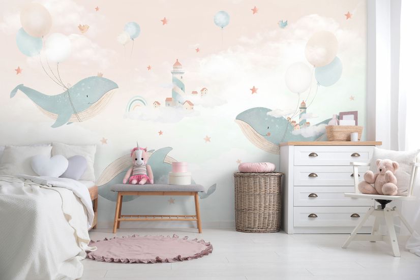 Kids Soft Whale  Undersea Life Wallpaper Mural