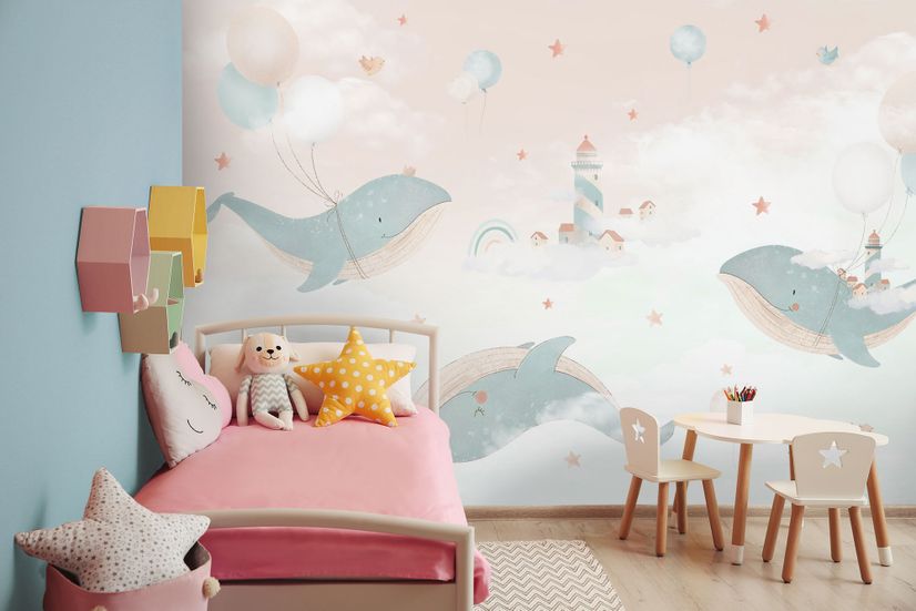Kids Soft Whale  Undersea Life Wallpaper Mural