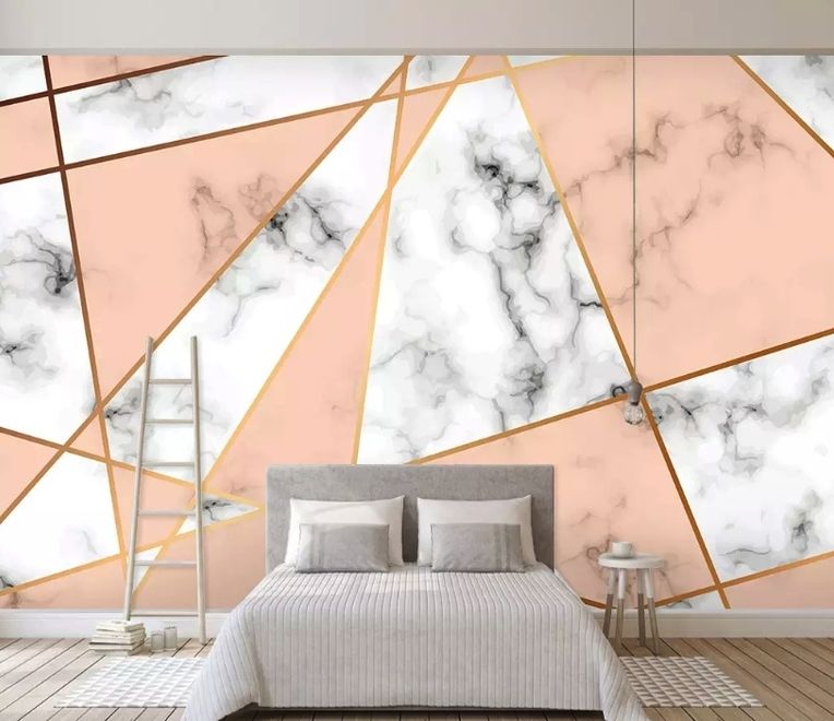 Gray Pink Marble Pattern Wallpaper Mural