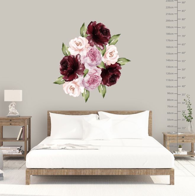 Soft Red Peony Floral Wall Decal Sticker • Wallmur®