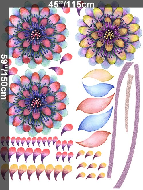 Watercolor Colorful Dahlia Florals Wall Decal Sticker