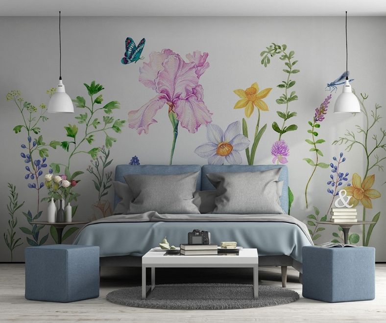 Cartoon Colorful Flower Garden Wallpaper Mural