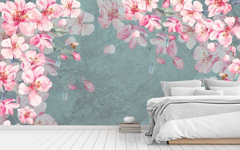 Cherry Blossom Pink Sakura Floral Wallpaper Mural