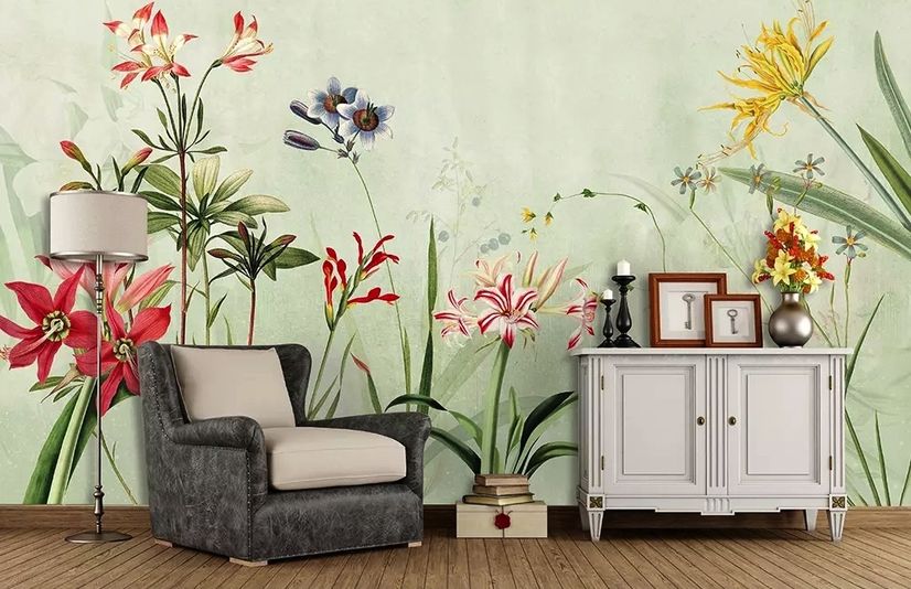 Colorful Plants and Flowers Wallpaper Mural