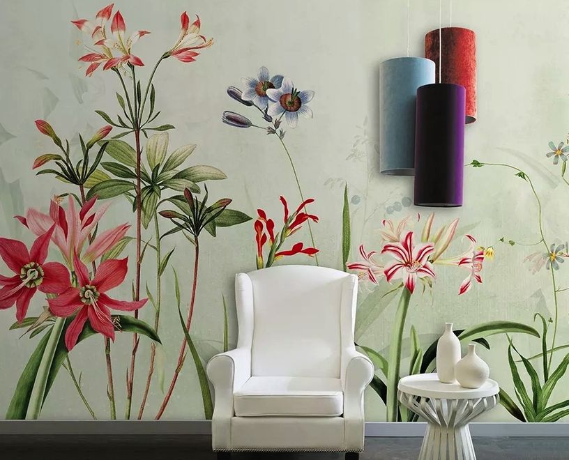 Colorful Plants and Flowers Wallpaper Mural