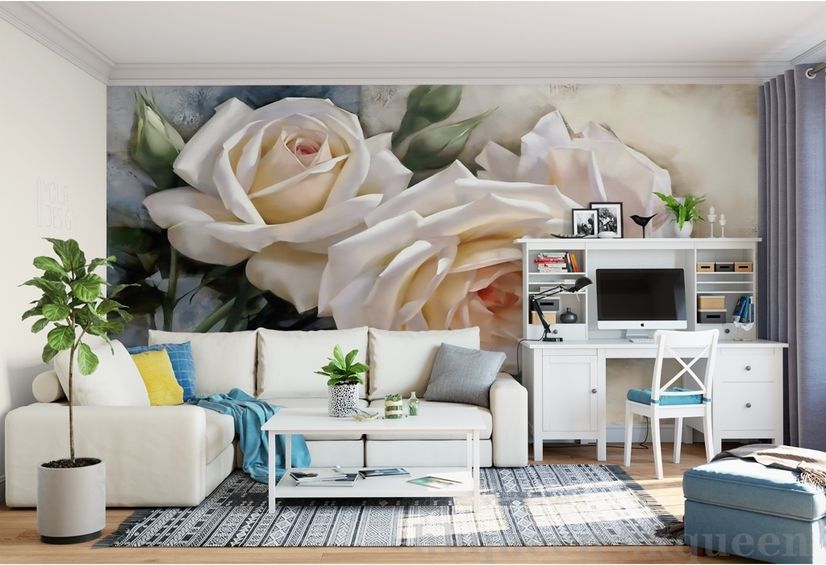Cream Rose Flowers Wallpaper Mural