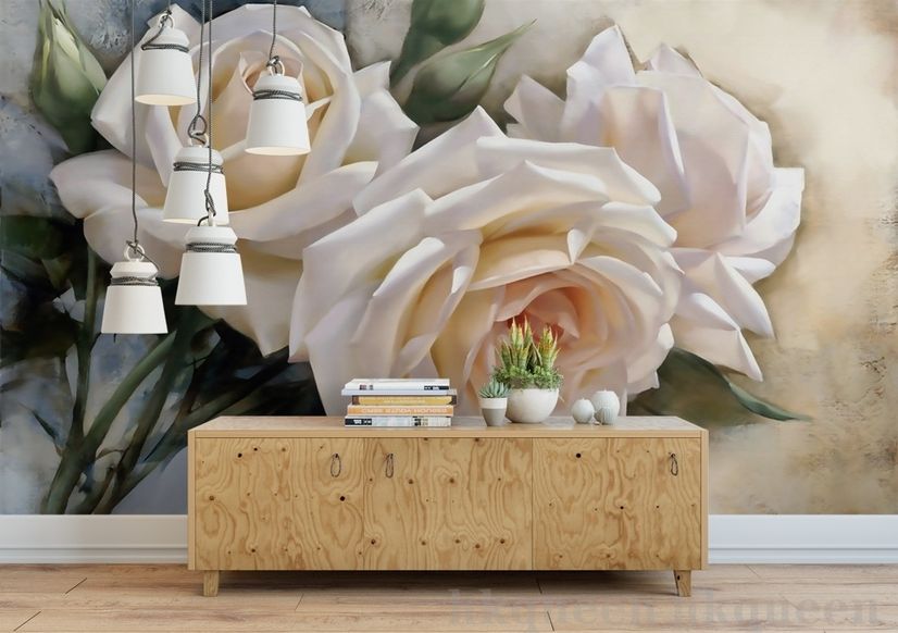 Cream Rose Flowers Wallpaper Mural
