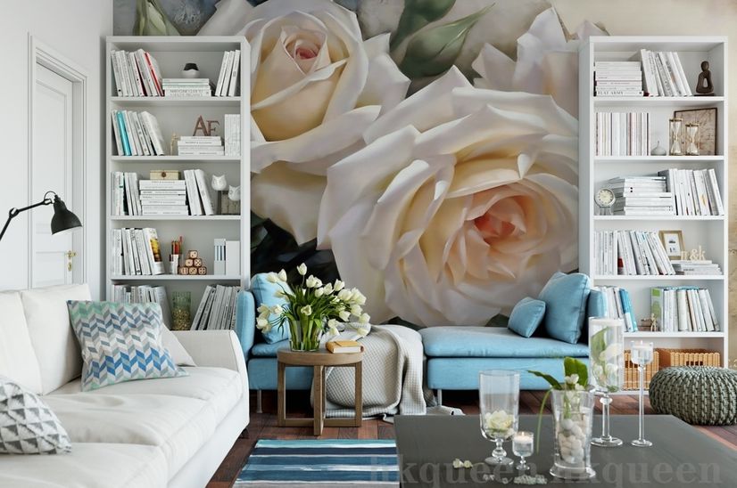 Cream Rose Flowers Wallpaper Mural