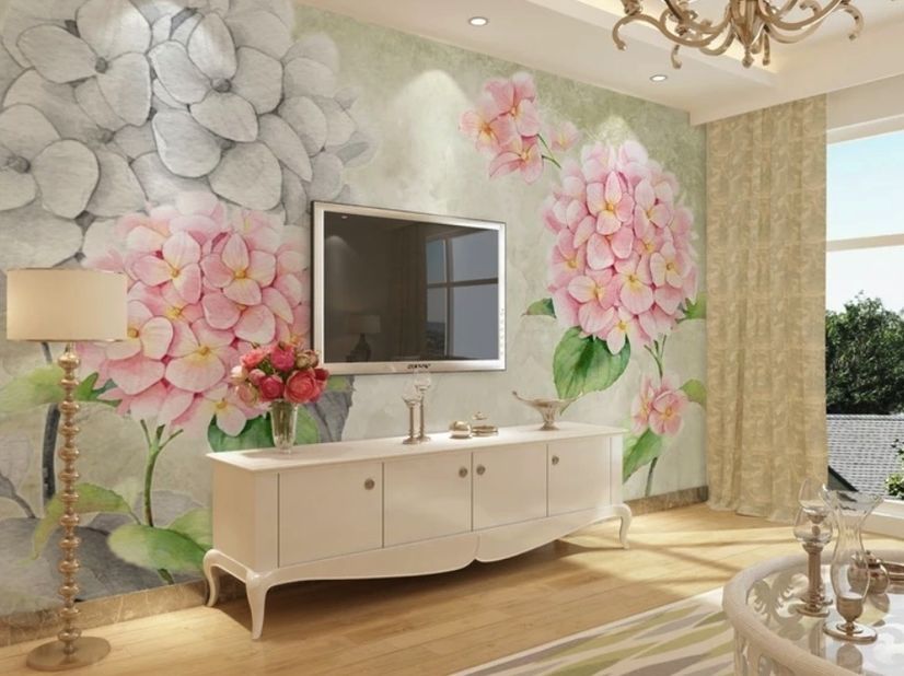Hydrangea Floral Art Wallpaper Mural