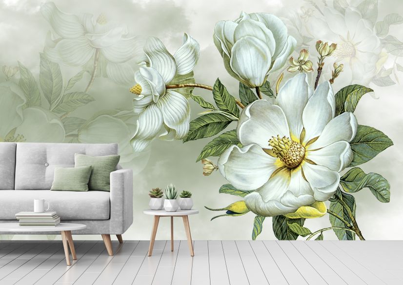 Nostalgic Magnolia Floral Wallpaper Mural