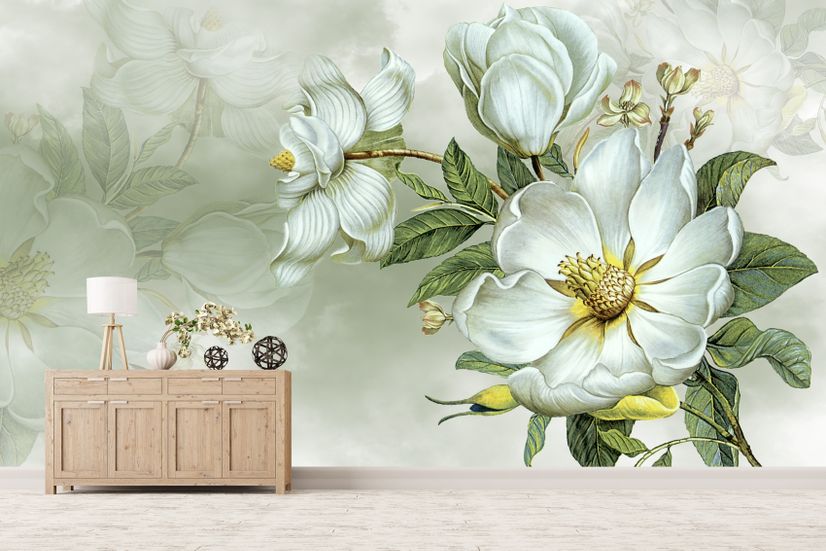 Nostalgic Magnolia Floral Wallpaper Mural