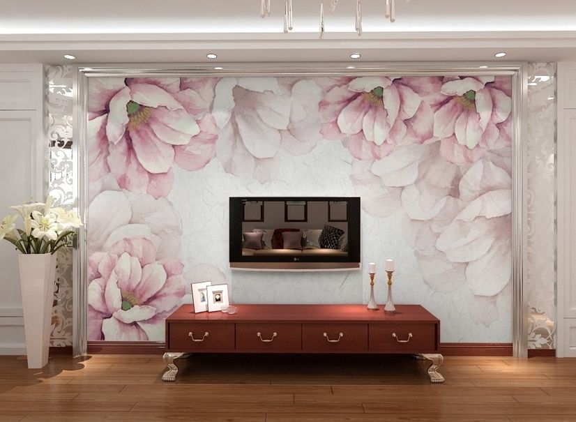 Pastel Pink Flower Wallpaper Mural