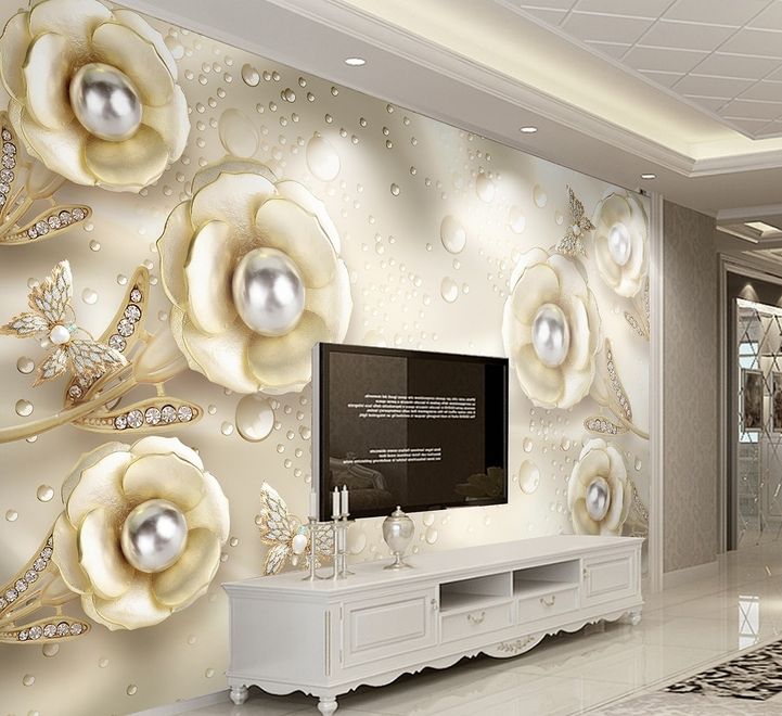 Pearl Anemone Floral Wallpaper Mural