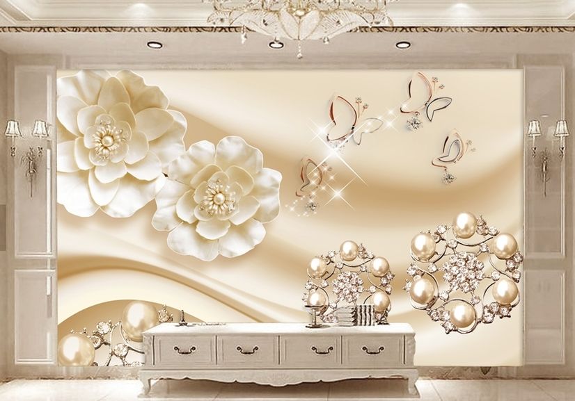 Gold Pearl Flower Wallpaper Mural