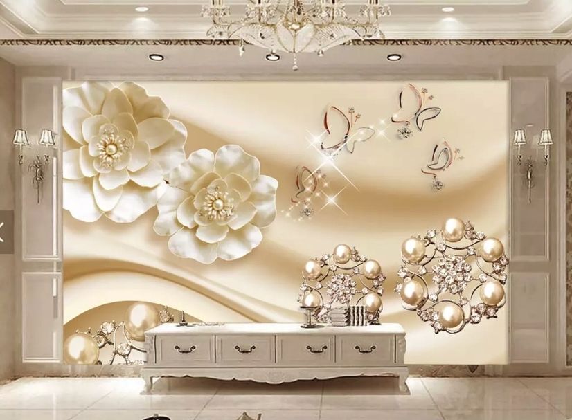 Gold Pearl Flower Wallpaper Mural