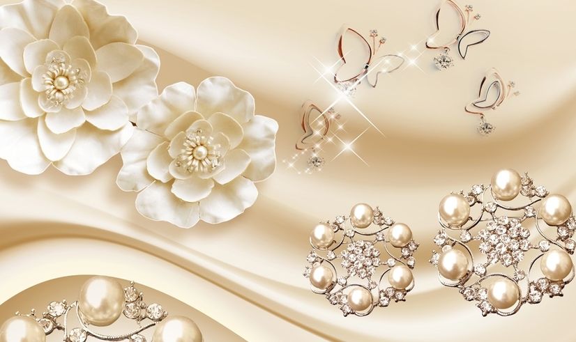 Gold Pearl Flower Wallpaper Mural