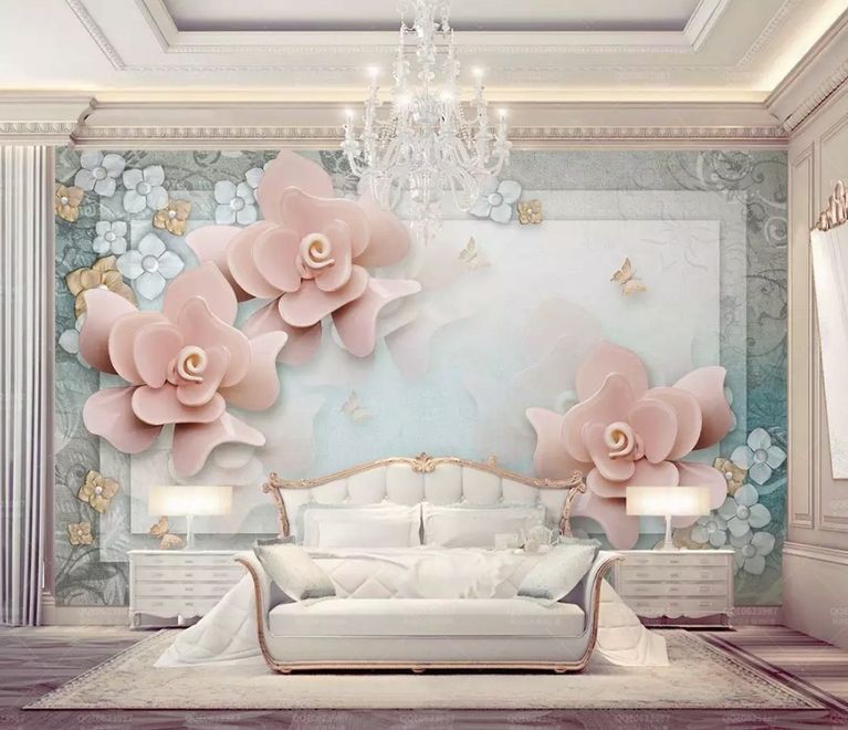 Pink Rose Floral Wallpaper Mural