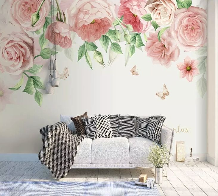 Pink Flower Art Wallpaper Mural