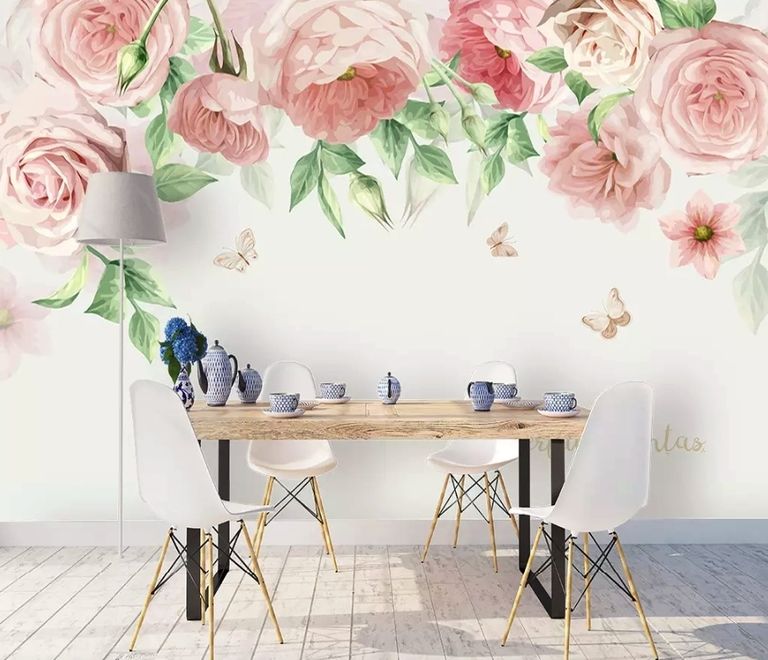 Pink Flower Art Wallpaper Mural