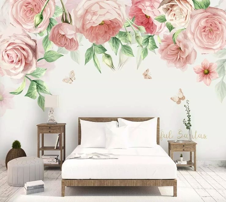 Pink Flower Art Wallpaper Mural