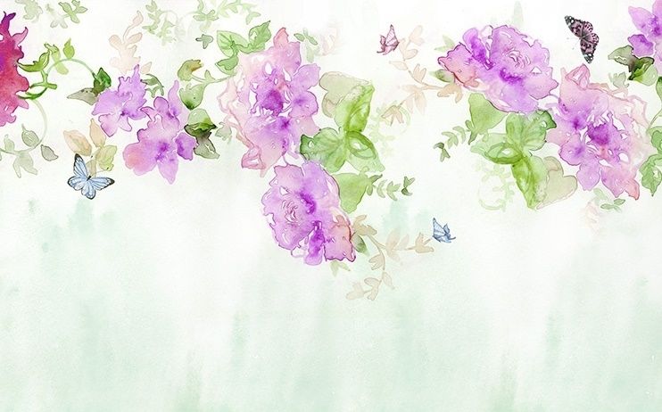 Watercolor Peony Floral Wallpaper Mural