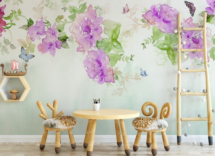 Watercolor Peony Floral Wallpaper Mural