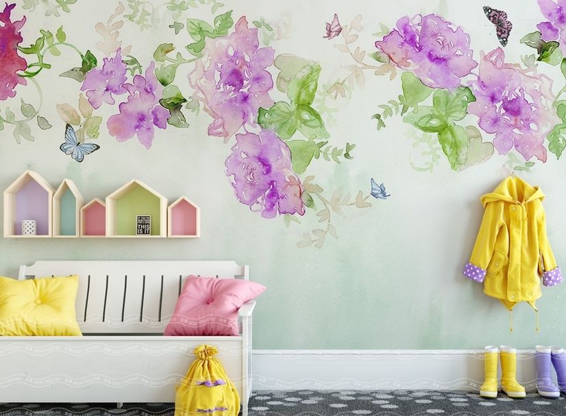 Watercolor Peony Floral Wallpaper Mural