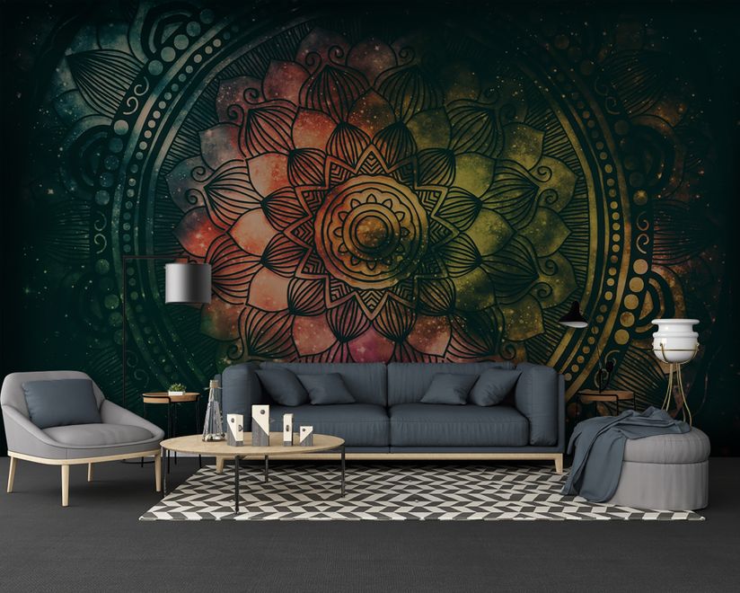 Dark Shining Mandala Wallpaper Mural