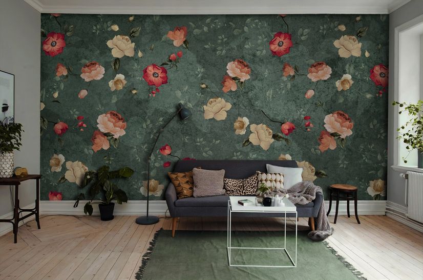 Tiny Poppy Flowers Wallpaper Mural
