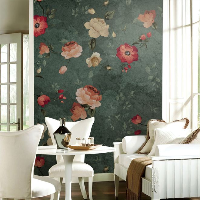 Tiny Poppy Flowers Wallpaper Mural