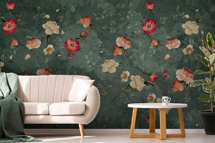 Tiny Poppy Flowers Wallpaper Mural