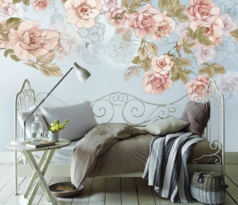 Soft Pink Vine Floral Wallpaper Mural