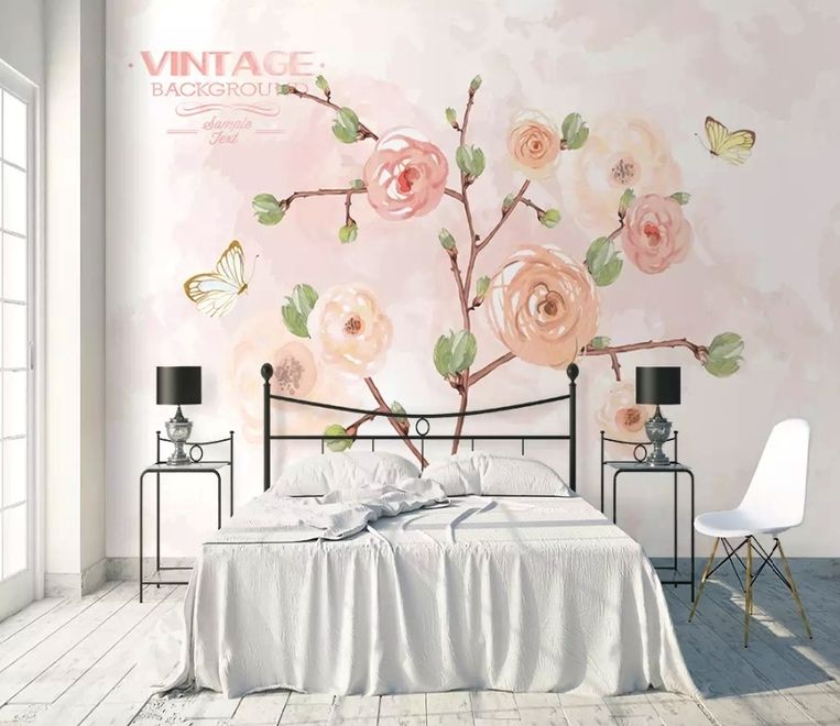 Vintage Floral Art Roses Wallpaper Mural • Wallmur®