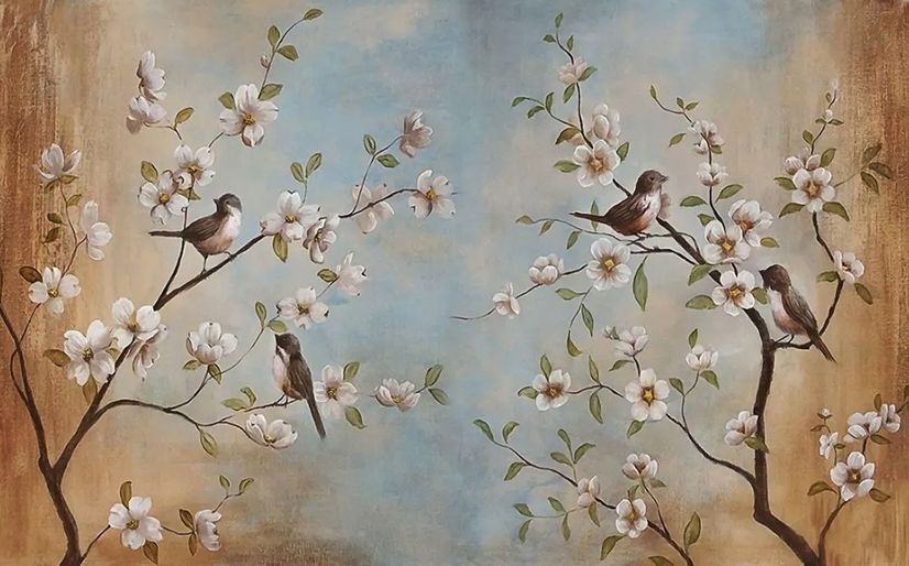 Nostalgic Watercolor Cherry Blossoms Wallpaper Mural