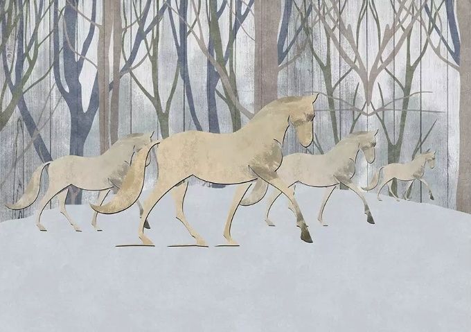 Abstract Horse and Forest Wallpaper Mural