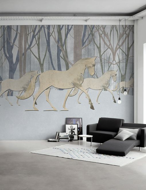 Abstract Horse and Forest Wallpaper Mural